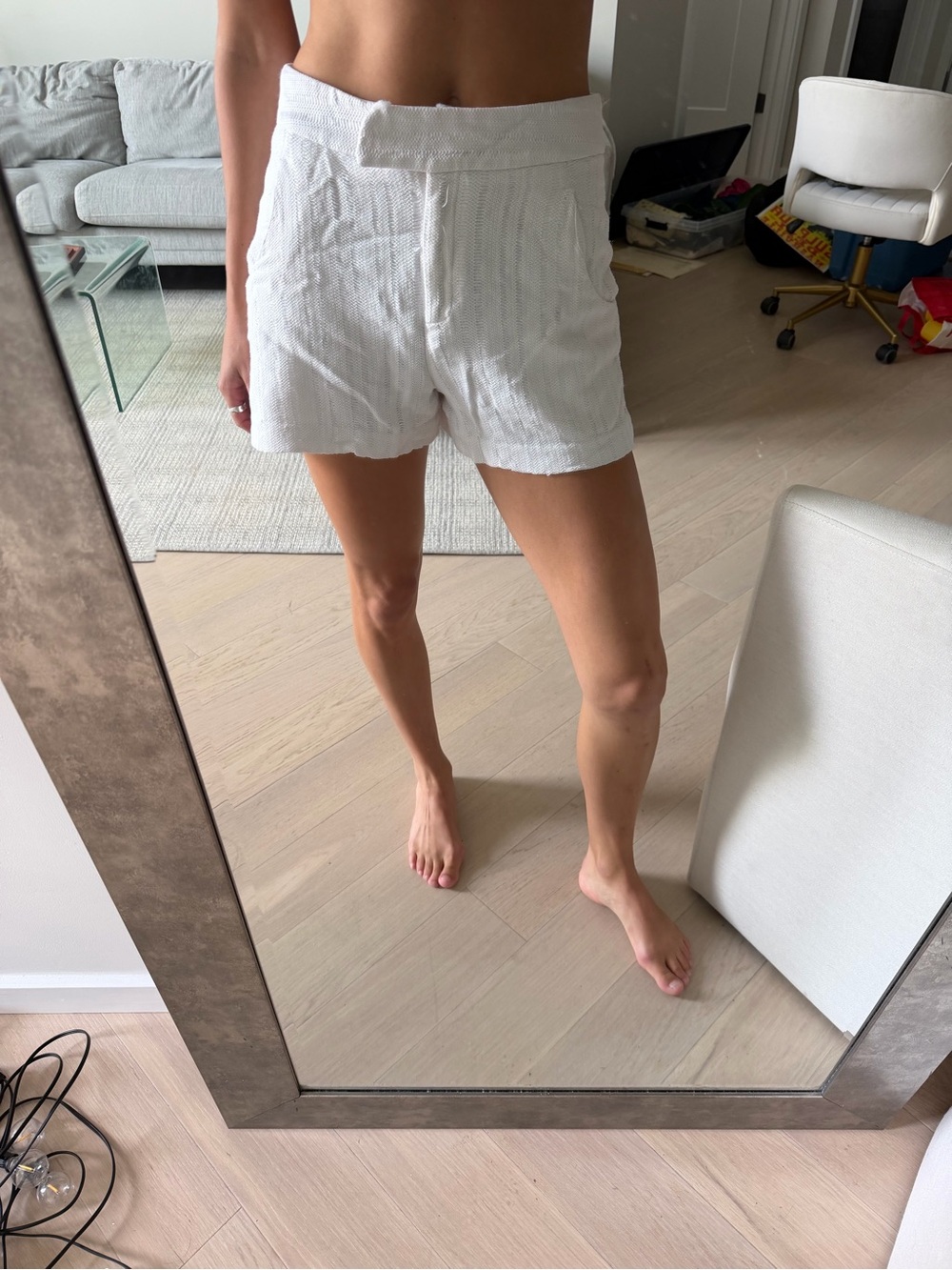 Veronica Beard White Textured Summer Shorts